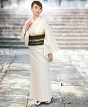 画像をギャラリービューアに読み込む, 【反物販売一時停止中】阿波コットンウール しじら織 着物 生成り地に絣黒縞 No.w14 - ふだんきものハイムラヤ