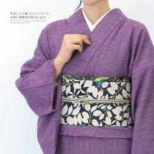 画像をギャラリービューアに読み込む, 阿波コットンウール しじら織 京紫に極細白乱縞 No.w15 - ふだんきものハイムラヤ オーダー専門店