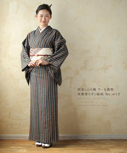 画像をギャラリービューアに読み込む, 阿波コットンウール しじら織 茶黄橙モダン縦縞 No.w19 - ふだんきものハイムラヤ オーダー専門店