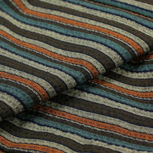 画像をギャラリービューアに読み込む, 阿波コットンウール しじら織 茶黄橙モダン縦縞 No.w19 - ふだんきものハイムラヤ オーダー専門店
