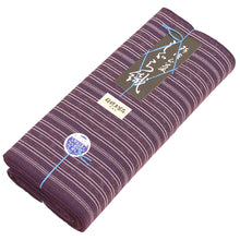 画像をギャラリービューアに読み込む, 阿波コットンウール しじら織 着物 エンジに絣縦縞 No.w20