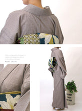 画像をギャラリービューアに読み込む, 阿波コットンウール しじら織 グレーベージュ無地感柄 No.w3 - ふだんきものハイムラヤ オーダー専門店