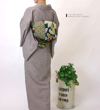 画像をギャラリービューアに読み込む, 阿波コットンウール しじら織 グレーベージュ無地感柄 No.w3 - ふだんきものハイムラヤ オーダー専門店