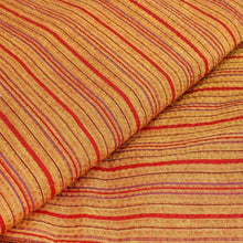 画像をギャラリービューアに読み込む, 阿波コットンウール しじら織 芥子色地に紫赤細縞 No.w5 - ふだんきものハイムラヤ オーダー専門店
