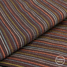 画像をギャラリービューアに読み込む, 阿波コットンウール しじら織 渋茶に鶯柿多色縞 No.w7 - ふだんきものハイムラヤ オーダー専門店