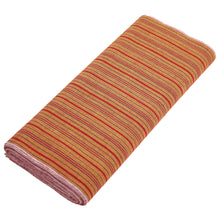 画像をギャラリービューアに読み込む, 阿波コットンウール しじら織 着物 芥子色地に紫赤細縞 No.w5