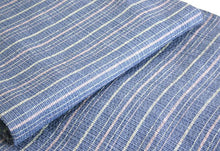 画像をギャラリービューアに読み込む, 阿波しじら織 着物 青紺縦縞に黄桃の横段縞 No.41 - ふだんきものハイムラヤ オーダー専門店