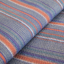 画像をギャラリービューアに読み込む, 阿波しじら織 着物 灰紺に橙多色縞 オレンジ No.46 - ふだんきものハイムラヤ