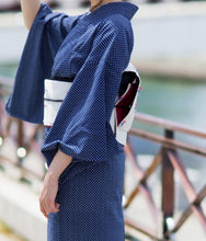 画像をギャラリービューアに読み込む, 阿波しじら織 着物 抜染 ミニスクエアドット No.520 - ふだんきものハイムラヤ