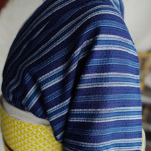 画像をギャラリービューアに読み込む, 阿波しじら織 着物 青紺白の両滝縞 No.8 - ふだんきものハイムラヤ オーダー専門店