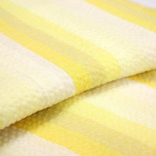 画像をギャラリービューアに読み込む, 阿波しじら織り 着物 菜の花色の濃淡鰹縞 No.D6 - ふだんきものハイムラヤ オーダー専門店