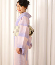 画像をギャラリービューアに読み込む, 阿波しじら織 着物 淡藤紅薄ピンクのグラデーション サクラ No.H39 - ふだんきものハイムラヤ