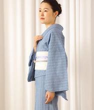 画像をギャラリービューアに読み込む, 阿波しじら織 着物 青白の網代組格子 ブルー No.H43 - ふだんきものハイムラヤ オーダー専門店