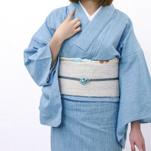画像をギャラリービューアに読み込む, 阿波しじら織 着物 瓶覗色に白藍細縞 No.H6 - ふだんきものハイムラヤ
