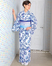 画像をギャラリービューアに読み込む, 阿波しじら織 着物 捺染 白地に藍色花更紗 No.P1 - ふだんきものハイムラヤ
