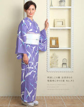 画像をギャラリービューアに読み込む, 阿波しじら織 着物 捺染 れん 竜胆地にゆらり葉 No.P3 - ふだんきものハイムラヤ