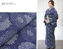画像をギャラリービューアに読み込む, 阿波しじら織 着物 抜染 霰にむじな菊づくし No.504 - ふだんきものハイムラヤ