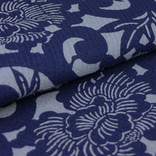 画像をギャラリービューアに読み込む, 阿波しじら織 着物 抜染 渦唐草に大輪ぼたん No.516 - ふだんきものハイムラヤ