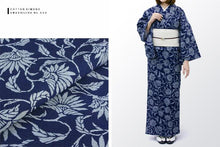 画像をギャラリービューアに読み込む, 阿波しじら織 着物 抜染 紅花菊つなぎ No.530 - ふだんきものハイムラヤ