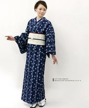画像をギャラリービューアに読み込む, 阿波しじら織 着物 抜染 縞に水玉モダン No.573-S - ふだんきものハイムラヤ
