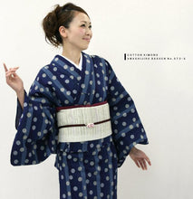 画像をギャラリービューアに読み込む, 阿波しじら織 着物 抜染 縞に水玉モダン No.573-S - ふだんきものハイムラヤ