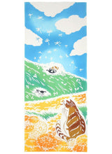 画像をギャラリービューアに読み込む, 手ぬぐい 梨園染め「たんぽぽに猫 1406」《戸田屋商店》グリーン/ブルー/風景/タンポポ/春/ネコ/手拭い/てぬぐい - ふだんきものハイムラヤ