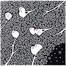 画像をギャラリービューアに読み込む, 風呂敷 大判 90cm 文鳥《kenema けねま》手捺染 綿シャンタン 大判サイズ 二四巾「桜文鳥(さくらぶんちょう)66474」黒地/トリ/ブンチョウ/ふろしき(90cm)【MY】