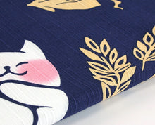 画像をギャラリービューアに読み込む, 風呂敷 大判 90cm 文鳥《kenema けねま》手捺染 綿シャンタン 大判サイズ 二四巾「酔い猫 66687」紺地/ネコ/ねこ/酒/正月/ふろしき(90cm)【MY】