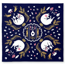 画像をギャラリービューアに読み込む, 風呂敷 大判 90cm 文鳥《kenema けねま》手捺染 綿シャンタン 大判サイズ 二四巾「酔い猫 66687」紺地/ネコ/ねこ/酒/正月/ふろしき(90cm)【MY】