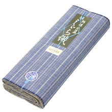 画像をギャラリービューアに読み込む, 阿波しじら織 着物 青紺縦縞に黄桃の横段縞 No.41 - ふだんきものハイムラヤ オーダー専門店