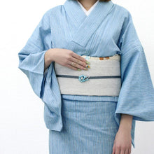 画像をギャラリービューアに読み込む, 阿波しじら織 着物 瓶覗色に白藍細縞 No.H6 - ふだんきものハイムラヤ