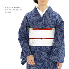 画像をギャラリービューアに読み込む, 阿波しじら織 着物 抜染 季節の花ごのみ No.532