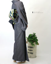 画像をギャラリービューアに読み込む, 阿波コットンウール しじら織 着物 濃紺無地感柄 No.w29