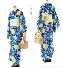 画像をギャラリービューアに読み込む, 浴衣 《 撫松庵 》 お仕立て上がり 単品 東レセオアルファ ケシと夏草（コン）
