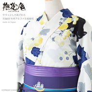 浴衣 《 撫松庵 》 お仕立て上がり 単品 東レセオアルファ 芙蓉と猫（クリーム）
