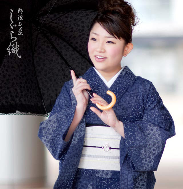 ■最高級しじら織浴衣 麻の葉紺■反物染め抜きの抜染■着物着用可■涼し綿麻浴衣 □最高級しじら織浴衣 麻の葉紺□反物染め抜きの抜染□着物着用
