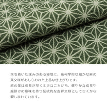画像をギャラリービューアに読み込む, 長羽織小紋袷モスグリーンに麻の葉文様グリーン（フリーサイズ）洗える羽織お仕立て上がりプレタ羽織【KJ】
