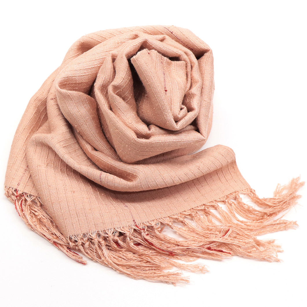 奥順 結城紬 真綿 約45×175cm 絹100％ 結城紬 育てるショール 縞・格子〔3色〕