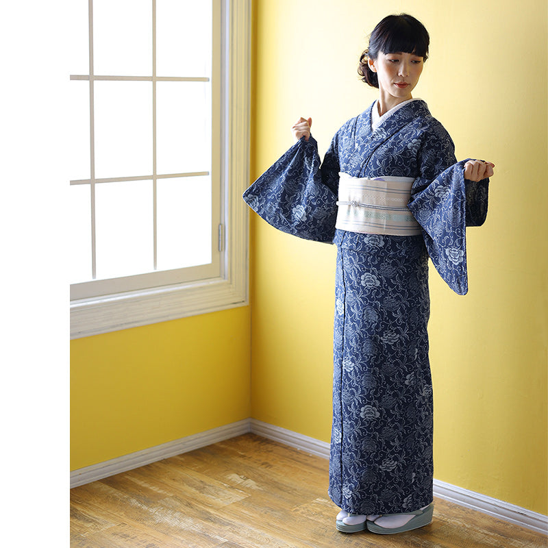 阿波しじら織 着物 抜染 更紗調花唐草 No.542 – ふだんきもの