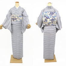 画像をギャラリービューアに読み込む, 《月華美人》東レセオアルファゆかた着物 反物 日本製 シワ加工 グレー地 ヨーロピアンダマスク （グレー）
