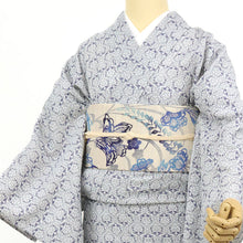 画像をギャラリービューアに読み込む, 《月華美人》東レセオアルファゆかた着物 反物 日本製 シワ加工 グレー地 ヨーロピアンダマスク （グレー）
