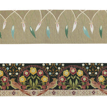 画像をギャラリービューアに読み込む, 《召しませ華》黒地に苺と小鳥 いちご泥棒（ブラック） リバーシブル半巾帯
