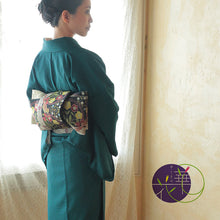 画像をギャラリービューアに読み込む, 《召しませ華》黒地に苺と小鳥 いちご泥棒（ブラック） リバーシブル半巾帯
