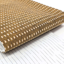 画像をギャラリービューアに読み込む, 半幅帯 カラシ コットン 木綿 久留米織 米粒柄 格子 ブラウン × 掠り縞 ホワイト リバーシブル半巾帯
