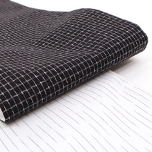 画像をギャラリービューアに読み込む, 半幅帯 黒地 コットン 木綿 久留米織 文人格子 ブラック × 掠り縞 ホワイト リバーシブル半巾帯
