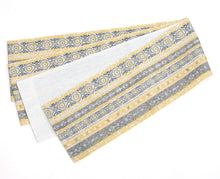 画像をギャラリービューアに読み込む, 半巾帯 麻 夏帯《ViViSienne 》アフリカンボーダー×無地（ホワイト・イエロー）
