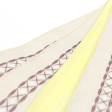 画像をギャラリービューアに読み込む, 半巾帯 《WAKKA》 麻 刺繍帯 切子模様×イエローにあじさい猫（イエロー）
