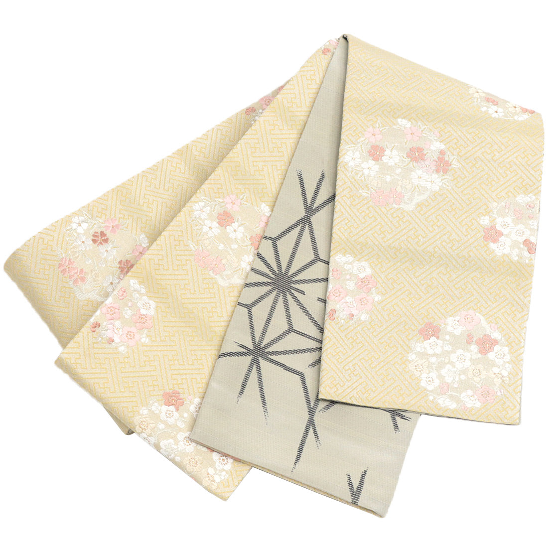 絹お着物リメイク パッチワーク*17 大人の兵児帯 半幅帯 長尺 ハンドメイド