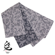 画像をギャラリービューアに読み込む, 半巾帯 《ひでや工房》花鳥風月 更紗鳥 リバーシブル（グレー×ダークネイビー）
