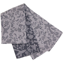 画像をギャラリービューアに読み込む, 半巾帯 《ひでや工房》花鳥風月 更紗鳥 リバーシブル（グレー×ダークネイビー）
